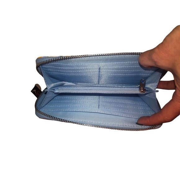 NOBO No Boundaries Zip Around Wallet Blue Sunflowers Brand New! - Picture 8 of 8